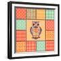 Seamless Patchwork Owl Pattern 4-nad_o-Framed Art Print