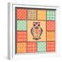 Seamless Patchwork Owl Pattern 4-nad_o-Framed Art Print