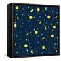 Seamless Pattern Child Background. Moon and Stars.-Pani Monica-Framed Stretched Canvas