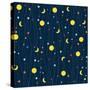 Seamless Pattern Child Background. Moon and Stars.-Pani Monica-Stretched Canvas