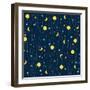 Seamless Pattern Child Background. Moon and Stars.-Pani Monica-Framed Photographic Print