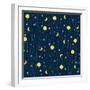 Seamless Pattern Child Background. Moon and Stars.-Pani Monica-Framed Photographic Print