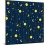 Seamless Pattern Child Background. Moon and Stars.-Pani Monica-Mounted Photographic Print