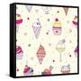 Seamless Pattern Delicious Ice Cream.-Natalia-flurno-Framed Stretched Canvas