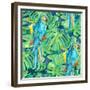 Seamless Pattern Element of Two Ara Parrots and Leaves of Monstera-NadiiaZ-Framed Premium Giclee Print