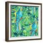 Seamless Pattern Element of Two Ara Parrots and Leaves of Monstera-NadiiaZ-Framed Art Print