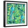 Seamless Pattern Element of Two Ara Parrots and Leaves of Monstera-NadiiaZ-Framed Art Print