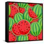 Seamless Pattern from Watermelon. Illustration-Yulia Gapeenko-Framed Stretched Canvas