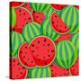 Seamless Pattern from Watermelon. Illustration-Yulia Gapeenko-Stretched Canvas