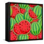 Seamless Pattern from Watermelon. Illustration-Yulia Gapeenko-Framed Stretched Canvas