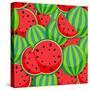 Seamless Pattern from Watermelon. Illustration-Yulia Gapeenko-Stretched Canvas