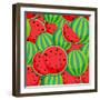 Seamless Pattern from Watermelon. Illustration-Yulia Gapeenko-Framed Art Print