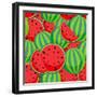 Seamless Pattern from Watermelon. Illustration-Yulia Gapeenko-Framed Art Print