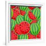 Seamless Pattern from Watermelon. Illustration-Yulia Gapeenko-Framed Art Print