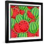 Seamless Pattern from Watermelon. Illustration-Yulia Gapeenko-Framed Art Print