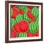 Seamless Pattern from Watermelon. Illustration-Yulia Gapeenko-Framed Art Print