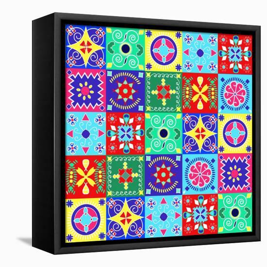 Seamless Pattern Holiday Cheerful Bright Design - Illustration-Fotinia-Framed Stretched Canvas