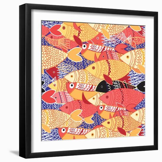 Seamless Pattern of Bright Fish-Tatiana Korchemkina-Framed Art Print