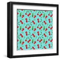 Seamless Pattern of Cherry -1-Chekmareva Irina-Framed Art Print