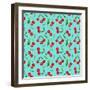 Seamless Pattern of Cherry -1-Chekmareva Irina-Framed Art Print