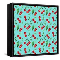 Seamless Pattern of Cherry -1-Chekmareva Irina-Framed Stretched Canvas