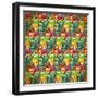 Seamless Pattern of Colorful Small Patterns in Vintage Style-DarkInk-Framed Art Print