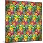 Seamless Pattern of Colorful Small Patterns in Vintage Style-DarkInk-Mounted Art Print