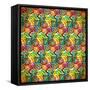 Seamless Pattern of Colorful Small Patterns in Vintage Style-DarkInk-Framed Stretched Canvas