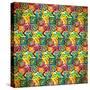 Seamless Pattern of Colorful Small Patterns in Vintage Style-DarkInk-Stretched Canvas