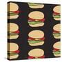 Seamless Pattern of Fast Food Cartoon Burger-ircy-Stretched Canvas