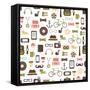 Seamless Pattern of Hipster Vector Colorful Style Elements and Icons Set for Retro Design. Infograp-Krolja-Framed Stretched Canvas