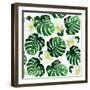 Seamless Pattern of Leaves Monstera and Exotic Flowers-artant-Framed Art Print