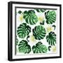 Seamless Pattern of Leaves Monstera and Exotic Flowers-artant-Framed Art Print