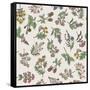 Seamless Pattern of Various Hand Drawn Herbs and Flowers-ONYXprj-Framed Stretched Canvas