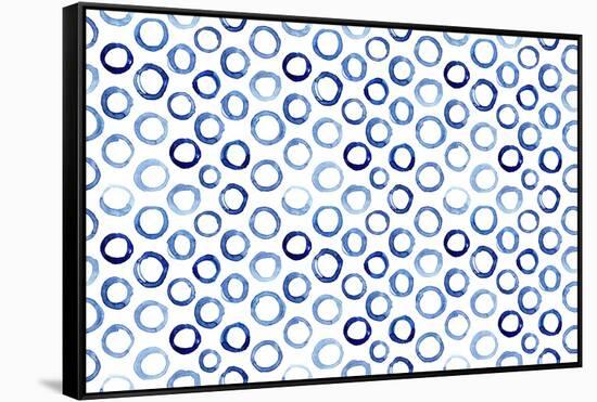 Seamless Pattern of Watercolor Blue Circles in Polka Dot Style-Katerina Izotova Art Lab-Framed Stretched Canvas