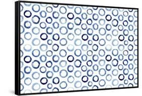 Seamless Pattern of Watercolor Blue Circles in Polka Dot Style-Katerina Izotova Art Lab-Framed Stretched Canvas