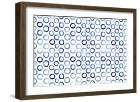 Seamless Pattern of Watercolor Blue Circles in Polka Dot Style-Katerina Izotova Art Lab-Framed Art Print