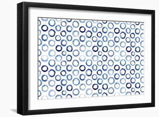 Seamless Pattern of Watercolor Blue Circles in Polka Dot Style-Katerina Izotova Art Lab-Framed Art Print