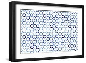 Seamless Pattern of Watercolor Blue Circles in Polka Dot Style-Katerina Izotova Art Lab-Framed Art Print