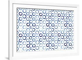 Seamless Pattern of Watercolor Blue Circles in Polka Dot Style-Katerina Izotova Art Lab-Framed Art Print