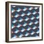 Seamless Pattern of White, Blue, Red Triangles-Little_cuckoo-Framed Art Print