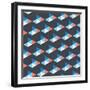 Seamless Pattern of White, Blue, Red Triangles-Little_cuckoo-Framed Art Print