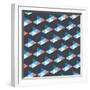 Seamless Pattern of White, Blue, Red Triangles-Little_cuckoo-Framed Art Print