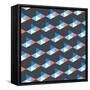 Seamless Pattern of White, Blue, Red Triangles-Little_cuckoo-Framed Stretched Canvas