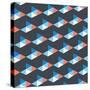 Seamless Pattern of White, Blue, Red Triangles-Little_cuckoo-Stretched Canvas