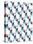 Seamless Pattern of White, Dark Blue, Red Triangles on a White Background-Little_cuckoo-Stretched Canvas