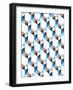 Seamless Pattern of White, Dark Blue, Red Triangles on a White Background-Little_cuckoo-Framed Art Print