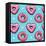 Seamless Pattern. Pink Heart Donuts on a Blue Background. Textile Composition, Hand Drawn Style Pri-null-Framed Stretched Canvas