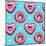 Seamless Pattern. Pink Heart Donuts on a Blue Background. Textile Composition, Hand Drawn Style Pri-null-Mounted Art Print