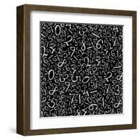 Seamless Pattern: Simple Numbers On Blackboard Background-pashabo-Framed Art Print